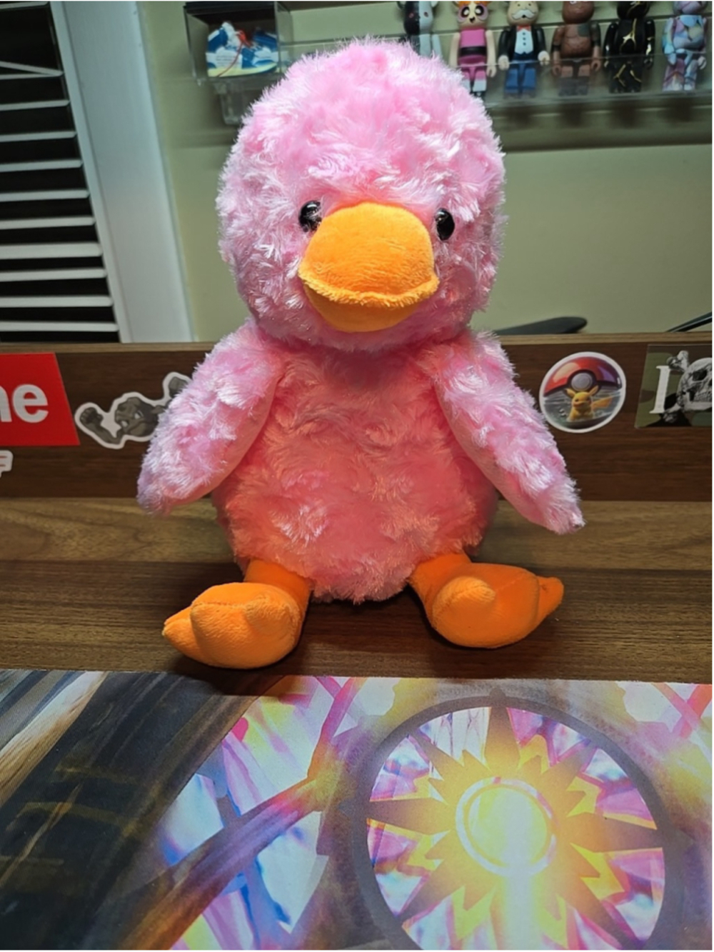 Pink Doindute Rose Duck Plush Stuffed Animal, Cute Furry Duck Toy 9" Soft Cuddle